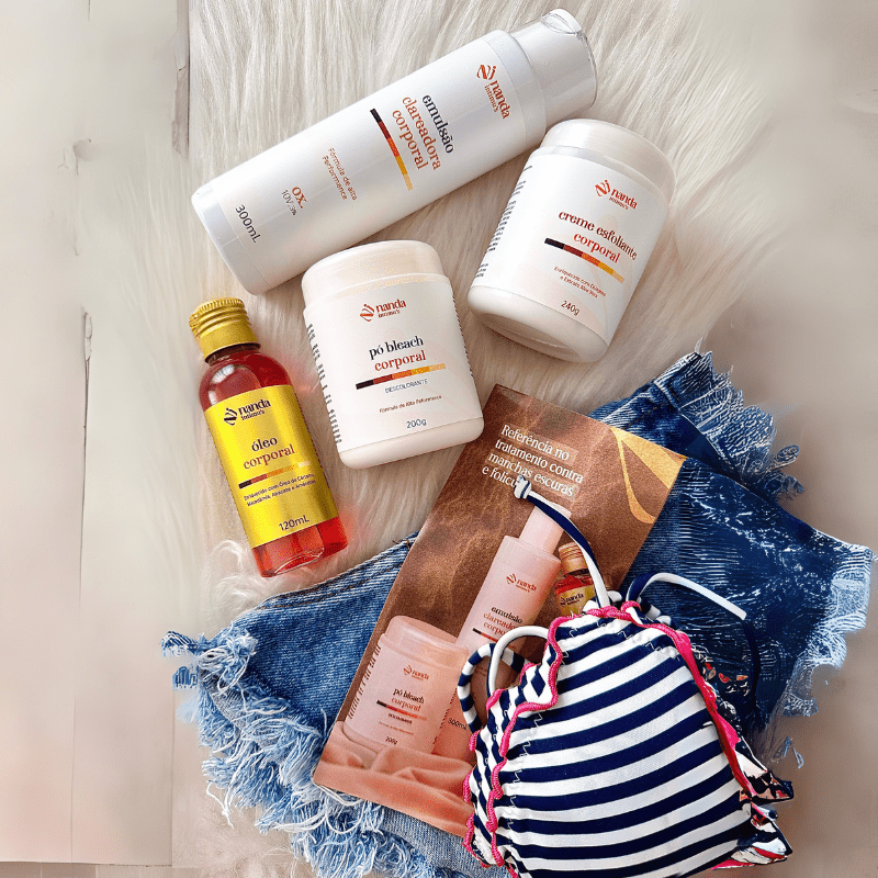 Kit Clareador de Manchas | Tratamento 6 Meses com 3 Kits + 1 Depilador - Nanda Intimus