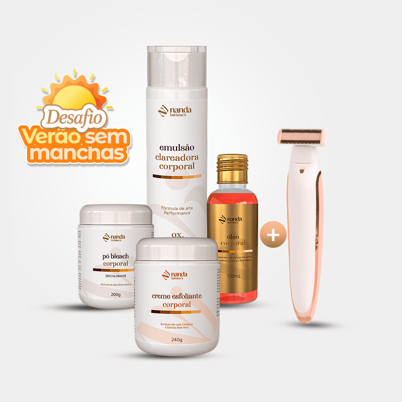 Kit Clareador Nanda Intimus + Depilador Anti Foliculite - Tratamento Definitivo