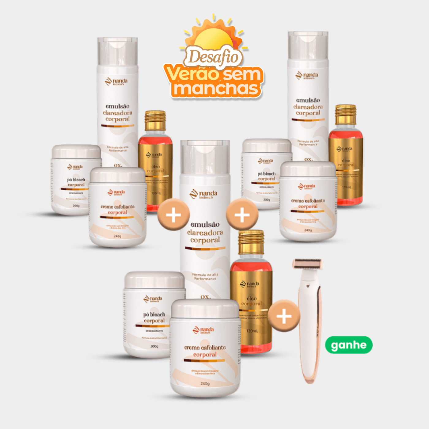 Kit Clareador de Manchas | Tratamento 6 Meses com 3 Kits + 1 Depilador